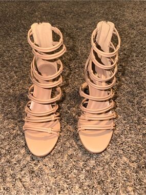 BCBGeneration Nude Strappy Gladiator Heels